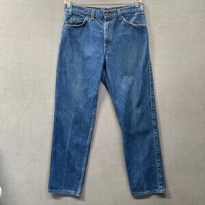 Vintage 80s? Levis Jeans Brown Leather Tab Mens 33x29.5 Blue Denim